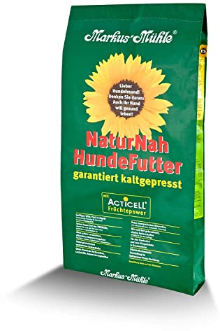 Markus-Mühle NaturNah Hundefutter, Kaltgepresst mit Hühnertrockenfleisch, Vollkornmais und Wild, 15 kg (15kg Markus Mühle Naturnah, ohne Extras)