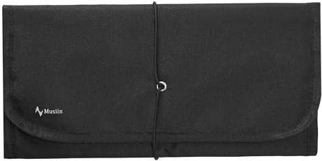 Borsa organizer per accessori per chitarra Musiin, tasche pieghevoli di facile accesso, custodia per plettri, tracolla, capotasto, porta corde (nero)