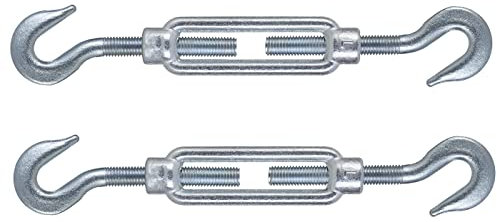 M12 X 125mm Hook Hook Steel Turnbuckles Wire Tensioner Strainer Closed Hook Threaded Hook (Pack of 2)