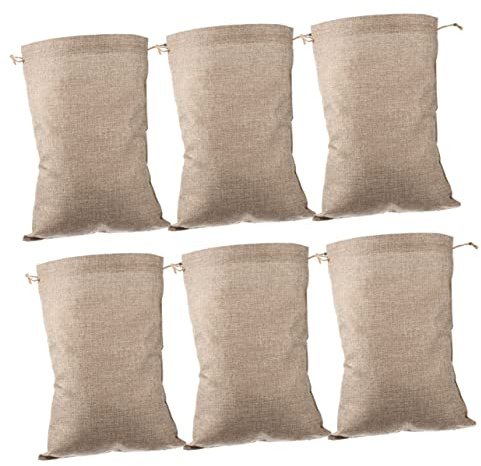 Cabilock 6pezzi Sacchetti Riutilizzabili Coulisse Per Verdure Sacchetti Lino Multifunzione Iuta Per
