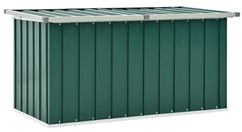 Makastle Auflagenbox Kissenbox Verzinkter Stahl Gartenbox Aufbewahrungsbox mit Deckel, Auflagentruhe Garten Aufbewahrungstruhe für Gartengeräten Poolzubehör Spielzeug, Grün 129 x 67 x 65 cm