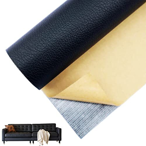 Leder Reparatur Patch, Lederfolie, Reparaturleder, Repair Innenaufnäher PU Kunstleder, für Sofas und Autositze (Schwarz, 60×200 cm)