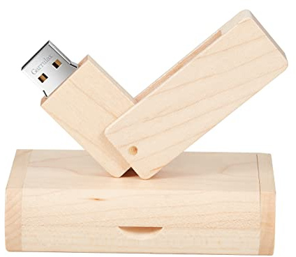 GARRULAX Unidad flash USB, 16 GB, USB 2.0 de madera de alta velocidad, memoria USB para pulgar, lápiz de almacenamiento de fecha, disco en U (arce giratorio)