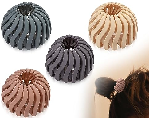 ZoeTekway Packung mit 4 Vintage Vogelnest Haarspangen Damen, Haargreifer, Lazy Vogelnests Haarschmuck für Damen und Mädchen, Große Haarspangen, Rutschfeste Haarspangen