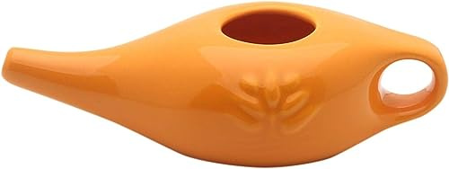Pot de nettoyage nasal en céramique de 250 ml, kit de lavage nasal en céramique, pour rinçage nasal ou douche nasale (orange)
