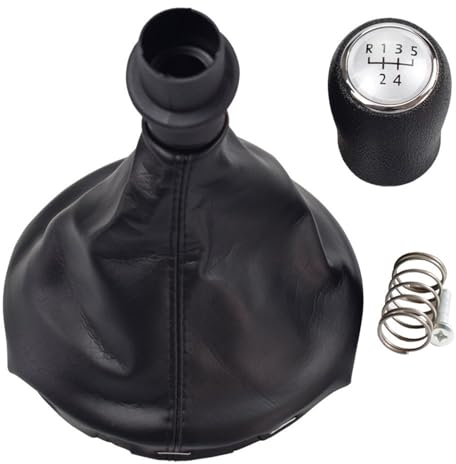 Car Schaltsack Für VW Für Transporter T5 T5.1 GP T6 2003-2011 Auto 6 Gang Schalthebel Schaltknauf Ledermanschette Car Gear Shift Knob (Größe : 5 Speed-Silver)