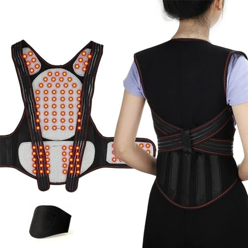 Turmalin Selbsterwärmende Lendenwirbelsäule Rückenbandage Magnetfeldtherapie Gesundheitswesen Ganzer Rückenstützgürtel Magnete Schmerzlinderung Schulter Taillenstütze Beheizte Weste (Color : Black,