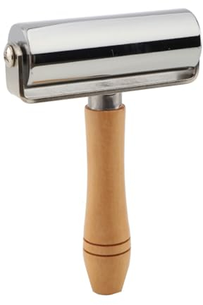 Cozyel Profi Andrückrolle 100mm Metall Andrückwalze Andrück Rolle Folie Dachdecker für Föhn Heißluftgebläse Walze Schweißwerkzeug Schweißbahn Werkzeug, Mit Holzgriff