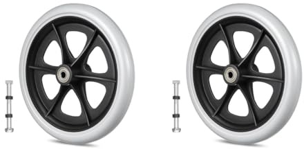 VILLCASE 2 Stück Ersatzrad mit Schraubens für Rollstühle, 200mm Ersatzrollen für Rollstuhlräder, Gummi Rollstuhlräder Ersatz, Professionelles Vorderradzubehör für Elektrorollstuhl
