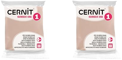 CERNIT CE9056425AMZC - Set 2 Blöcke Modelliermasse (Polymer) NUMBER ONE, ofenhärtend sofort gebrauchsfähig, 2x56g, für DIY, Schmuck, Figuren, für Einsteiger und Hobbykünstler, Rosabeige, 1 Set