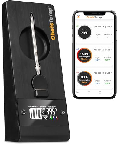 ChefsTemp ProTemp Plus Next-Gen Wireless Meat Thermometer Digital Unlimited Range Bluetooth & WiFi Enabled Smart Cooking Grilling Smoker BBQ Oven Kitchen Rotisserie (Stand + 1 Probe)