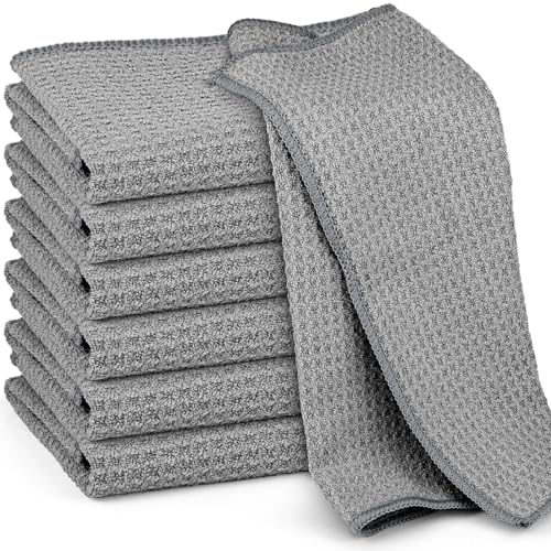 Ekedalen Microfibre Cleaning Cloth, Glass Window Mirror Cloth for Streak Free Lint Free Magic Shiny Polishing Buffing, Dish Cloth for Washing Drying Home Kitchen Car Bathroom, Waffle Barista Tea Towel