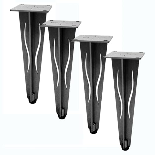 4 Möbelfüße, Edelstahl-Möbelbeine, verstellbare Tischbeine, höhenverstellbare Beine, Möbelfüße, Tisch, Bett, Schrank, Sofa, Beine, Ersatz-Schrankfüße (Größe: 20 cm, Farbe: gebürstetes schwarzes Tita