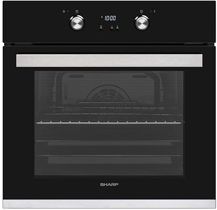 Sharp K-61D27BM1-FR Einbau-Elektro-Backofen mit 68 L auf 5 Ebenen, Pyrolyse Selbstreinigung und 6 Heizarten, Schwarz