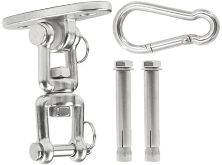 ZZTWER Schaukelhaken Edelstahl-Schaukelzubehör, tragende Haken-Hängematten-Festplatte mit Haken und Schraube für Sandsack-Hängesessel Tragender Haken