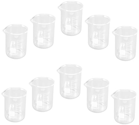 JECOMPRIS 10pièces Béchers De Laboratoire Verre Tasses à Mesurer Graduées Pour Liquides Lot De Tasses à Mesurer