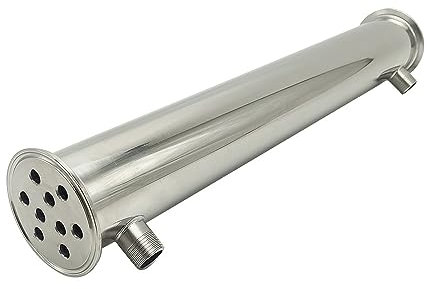 LXYTT Condensadores, Condensador de destilación de 2,5, Enfriador de Acero Inoxidable 304, Longitud 450 mm, descondensador de Columna de destilación Plateado