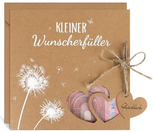 Wunscherfüller Geldgeschenk Verpackung Karte Geld Gutschein Hochzeitskarte Grußkarte für Geburtstag Hochzeit Weihnachten Jugendweihe Reise Konfirmation Kommunion Hochzeitsgeschenk