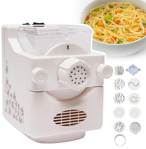 pedenencelia Macchina Pasta Automatica,Macchina Spaghetti Elettrica,11 Stampi Pasta,Asta Pressatura Estesa/3-5 Persone 180w Macchina per Pasta Domestica,per Fare Pasta,Gnocchi di Maccheroni