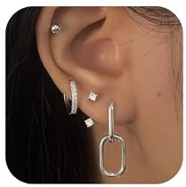 4 Paar 925 Sterling Silber Ohrstecker für Damen, Hypoallergen Cubic Zirkonia Ohrstecker Set, Stapelbar Schlafknorpel Ohrringe Stecker