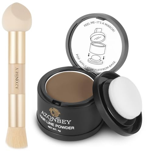 Root Touch Up Sets,Hairline Powder for Women Cover Up- Hairline Concealer for Thin and Thinning Hair, Water & Sweat Resistant,With Makeup Brush (Light Brown, Med-Makeup Brush)