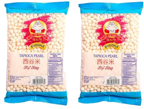 Perlas de tapioca blancas tamaño medio 400 g, textura elástica para pudin, postres, bubble tea y cocina asiática