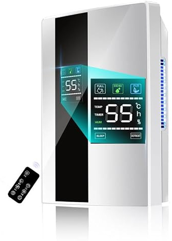 Luftentfeuchter Elektrisch, 2200ml Leiser Raumentfeuchter mit Intelligenter Touch-Bedienung, 24h Timer, Energiesparend und Tragbar, Ideal für Bad, Küche, Büro und Wohnwagen