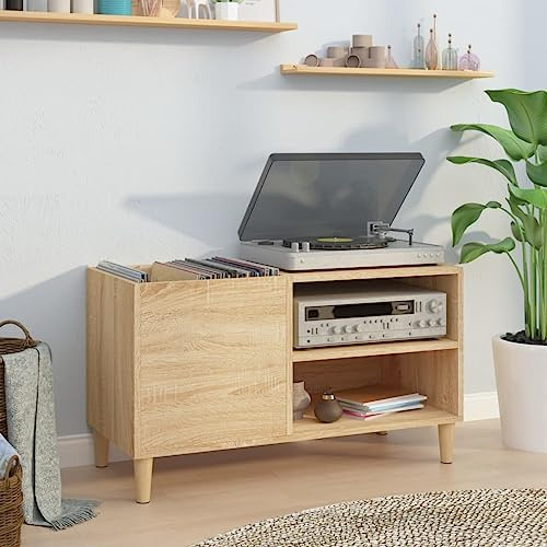 Cinyiqo Mobile Porta Dischi Rovere Sonoma 84,5x38x48 Legno Multistrato,Mobile Porta Dischi,Salvaspazio Mobiletto,Armadio di Stoccaggio-831944