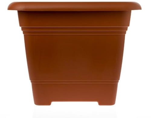 2friends Vaso grande esterno 40 x 40 cm, resistente al gelo, grande per esterni, in plastica, prodotto in Germania, grande esterno con protezione UV e serbatoio dell'acqua, colore: terracotta