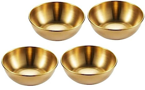 MOLUCKFU 4 Stück Gewürzschalen Edelstahl Goldfarbene Soßenschalen Dipfähige Vorspeisenteller Für Zuhause Restaurant Catering Bbq
