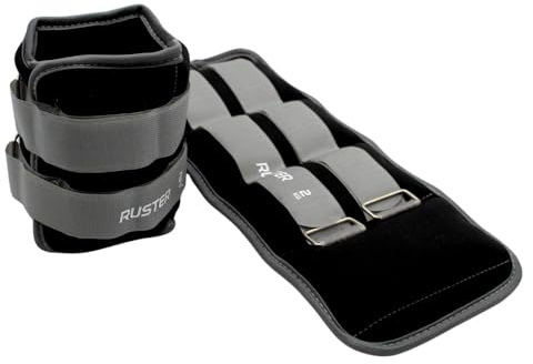 RUSTER Tobilleras Lastradas con Peso Ajustable de Neopreno - Pesas para Tobillos con Cierre de Velcro - Set Pesas Tobillos 0,5-2kg para Ejercicio y Entrenamiento (Negro, 1kg(par))
