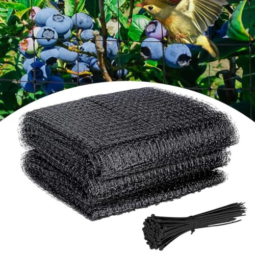Heavy Duty Bird Netting, 2.1m x 15.3m Heavy Duty Reusable Garden Mesh Protect Plants Vegetables Fruits Flowers Ponds Against Bird Animals and Pests - with 20Pcs Cable Ties (Black)