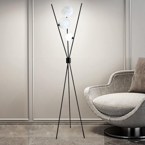 TMKOO Moderne Stehleuchte for Wohnzimmer - Schlichter LED Stehlampe mit Glasschirm & Eisengestell, Druckschalter, 3 Lichtfarben (Warmweiß/Kaltweiß/Tageslicht), Hochlampe for Schlafzimmer/Büro(165cm)