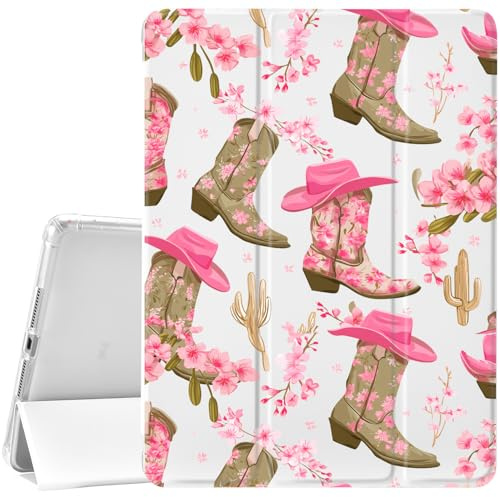CozyNestCY Sött körsbärsblommigt stövelfodral för iPad Air5/Air4 25 cm vackra blommor läderfodral automatisk sov/vakna mjuk TPU bakskal för iPad med pennhållare (flickor kvinnor barn)
