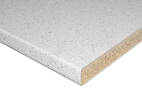 Generico Top per Cucina Piano Cottura in Laminato Stratificato HPL sp mm 38 x 2050 x 600 - Colore: Bianco con Scaglie Alluminio