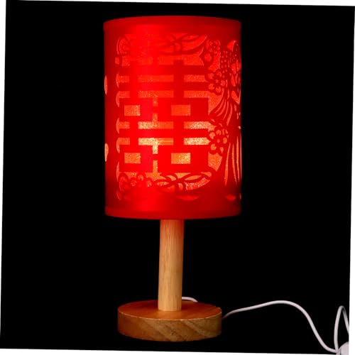 HOMSFOU Lámpara de mesa roja de boda para dormitorio, luz con diseño moderno, material decorativo para mesitas de noche y salas de estar, segura y práctica