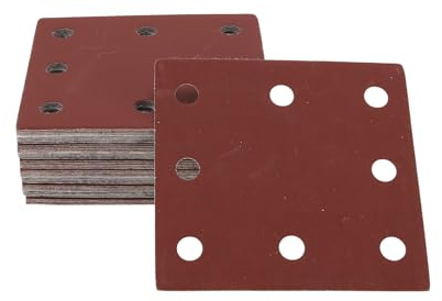 TUCKBOLD 50 Piezas de papel de lija rectangular 8 agujeros grano 2000 Hojas de lijado Universal para refinado automotriz carpintería 115x110mm Óxido de aluminio Rojo