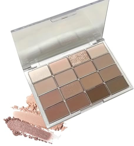 16 Colours Eye Shadows Palette,Brown Grey Nude Eye Shadows Palette for Women,Long Lasting Shimmer Matte Eyeshadow Make-Up Palettes,Neutral Smoky Eye Shadows Palettes,Waterproof,Highly Pigmented