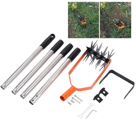 Strumento Coltivatore da giardino, Strumento per il giardinaggio del del casco a mano Coltivatore di fresatura in acciaio con trave del piede,Manico antiscivolo duro e di rilascio del