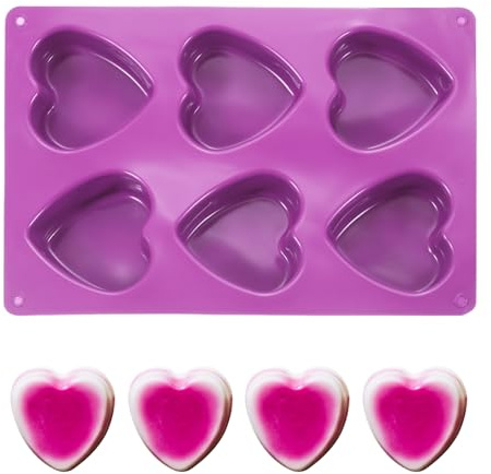PATIKIL Stampo in silicone a forma di cuore, stampo 3D per cioccolatini, antiaderente, per San Valentino, per pasticceria, fai da te, artigianato, torte amanti, sapone fatto a mano (viola scuro)