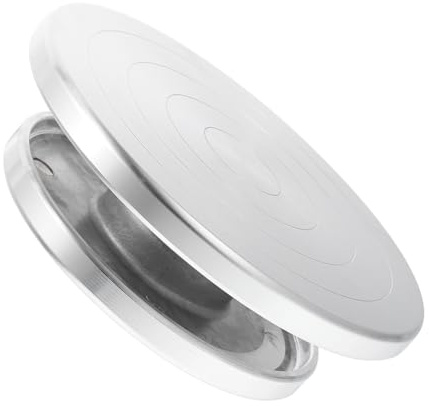 AKOOSY Turntable Argento Ceramica di Argilla e Lega per Alluminio | Strumento Girevole, Uso per Modellazione Dell'argilla, Semplice da Azionare, Pratico per Lavori Creativi