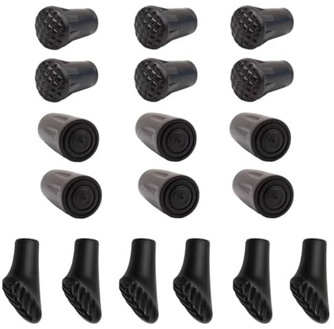 18 Stück Nordic Walking Stöcke Gummipuffer rutschfeste für Alle Gängigen Nordic Walking Wanderstöcke Gummipuffer Asphaltpads 11mm Gummistopper Aufsätze für Wanderstöcke Asphalt Kies Berge Wandern
