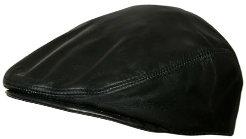 TruClothing Gorra plana de piel auténtica para hombre