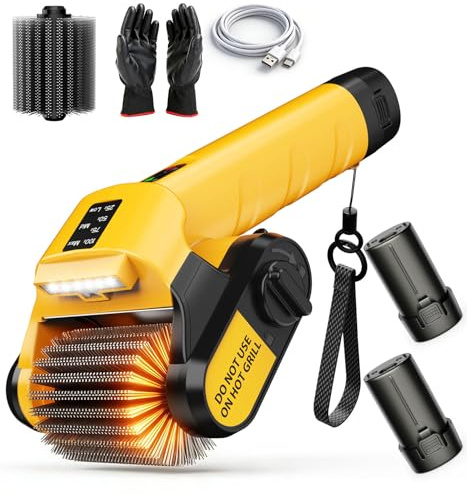 5000mAh 350 Mins Runtime Electric Rotary Grill Brush, 800RPM Powerful Outdoor Automatic Grill Cleaning Brush, 304 Stainless Steel No Bristle Shedding Cordless BBQ Cleaner