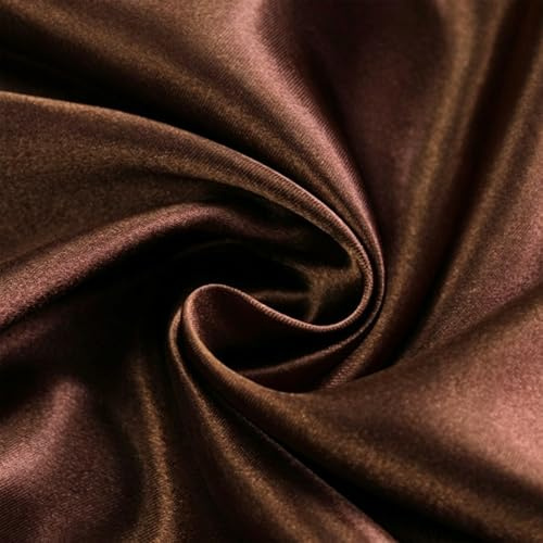 Satin Stoff Meterware aus Polyester 100X200cm, Satinstoff Kaffeefarben Glänzender Und Seidiger Futterstoff als Modestoff Dekostoff Gardinenstoff Vorhangstoff Hochzeitsstoff Tischdeckenstoff