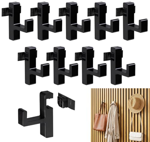 Toimveok 10 Pcs Ganchos Para Panel Acustico Paneles Decorativos, Negro Percha De Almacenamiento Para Paneles AcúSticos, Accesorios Para Fonoabsorbentes, Con Sistema De Clic, Sin Necesidad De Taladrar