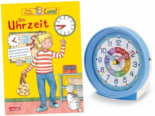 Atlanta Kinderwecker mit Lernbuch Conni Die Uhrzeit - 2134/5 BU (Blau)