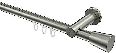 INTERDECO Innenlauf-Gardinenstange 20 mm, moderne Innenlaufstange aus Metall, Edelstahl-Optik, zur Wandmontage, Typ 10214611, 100 cm