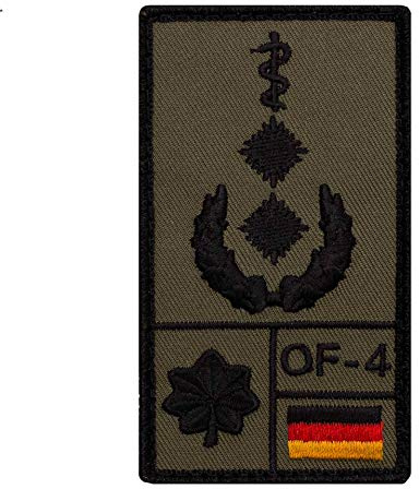 Café Viereck ® Oberfeldarzt Bundeswehr Rank Patch mit Dienstgrad - Gestickt mit Klett – 9,8 cm x 5,6 cm - linke Seite - oliv