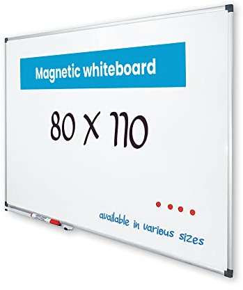 Vivol Eco Magnetic Whiteboard 80x110 | Aluminium Rahmen | Magnettafel Whiteboardwand Magnetwand | Stiftablage | 8 Größen | Magnetisch und Beschreibbar